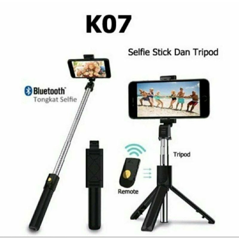 K07 TRIPOD 2 IN 1 MINI DEKSTOP TONGSIS TRIPOD SELFIE STICK BLUETOOTH