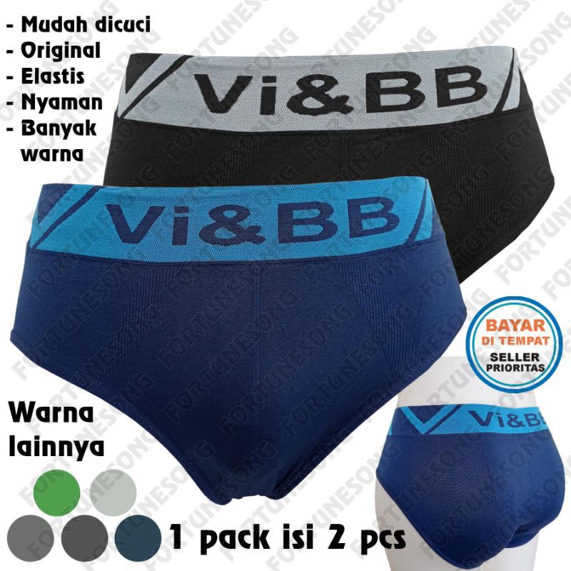 2 Pcs Celana Dalam Pria Sempak Segitiga Tanpa Jahitan Premium Vi&BB 300