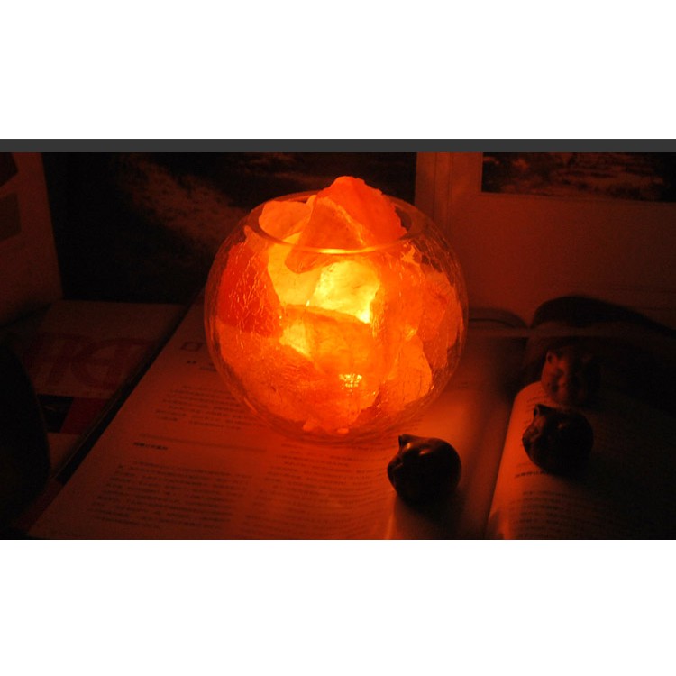 Lampu Garam Himalaya Mangkuk Kristal Kaca - Glass bowl Crystal Himalayan Salt Lamp