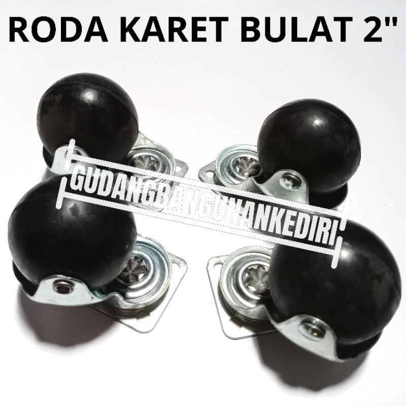 Roda Karet 2&quot; / Roda kursi bulat / Roda caster Roda karet bulat