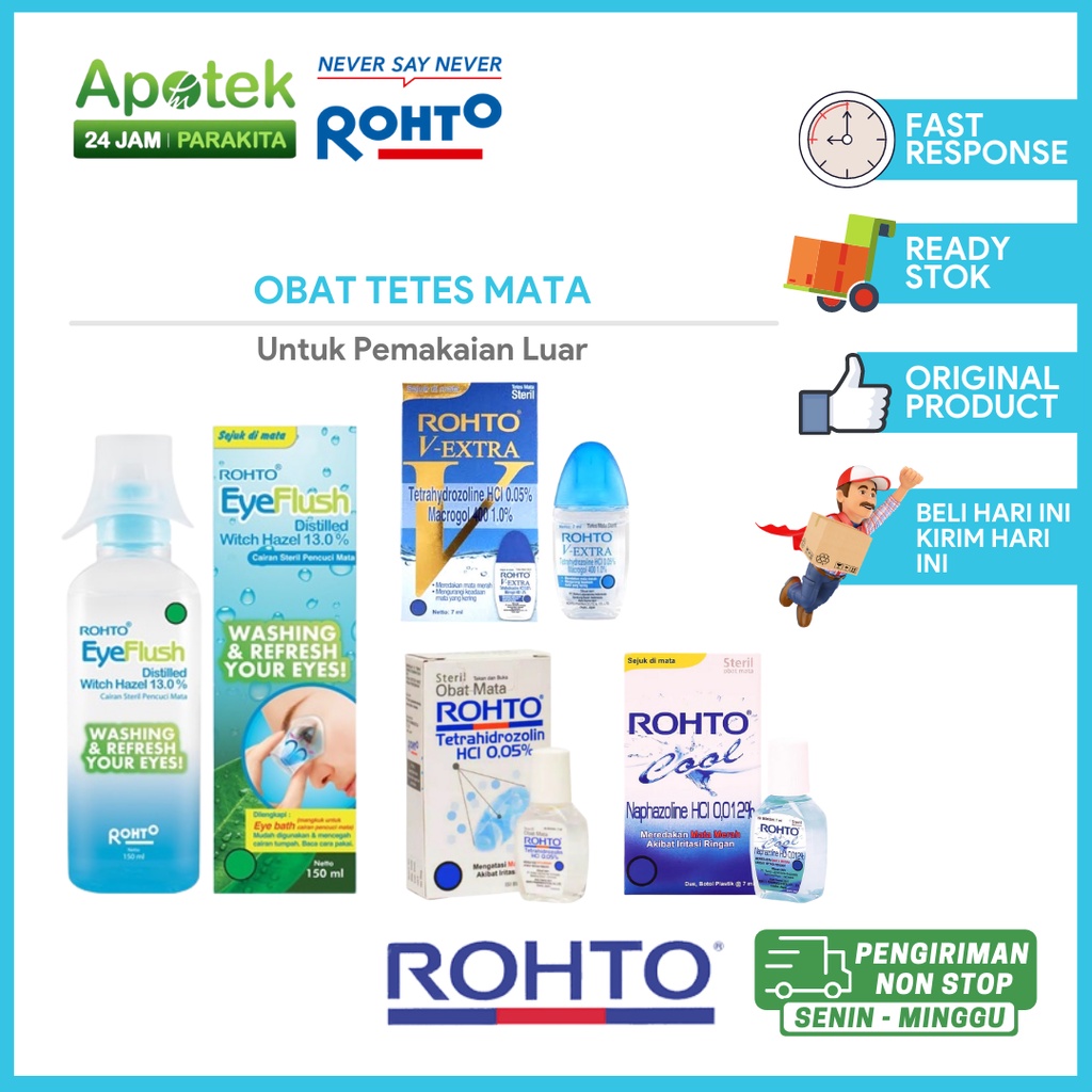 Rohto/ Cool/ Extra/ Eyeflush Obat Tetes Mata Pencuci Mata Merah/ Iritasi