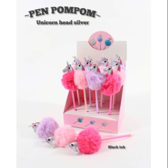 PEN POM POM BULU GLITTER UNICORN FLAMINGO LLAMA