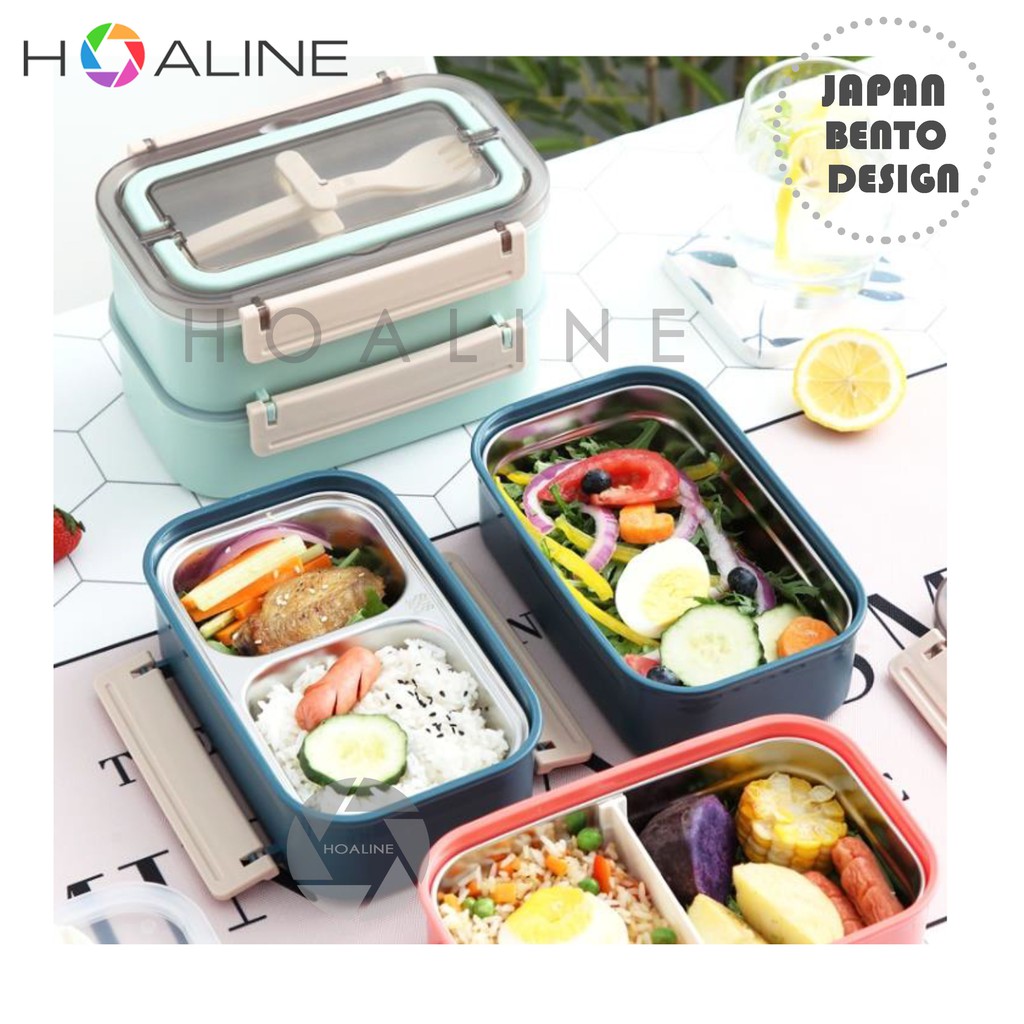 bento lunchbox stackable stainless steel 304  rantang kotak bekal makan japan design bpa free hl 494