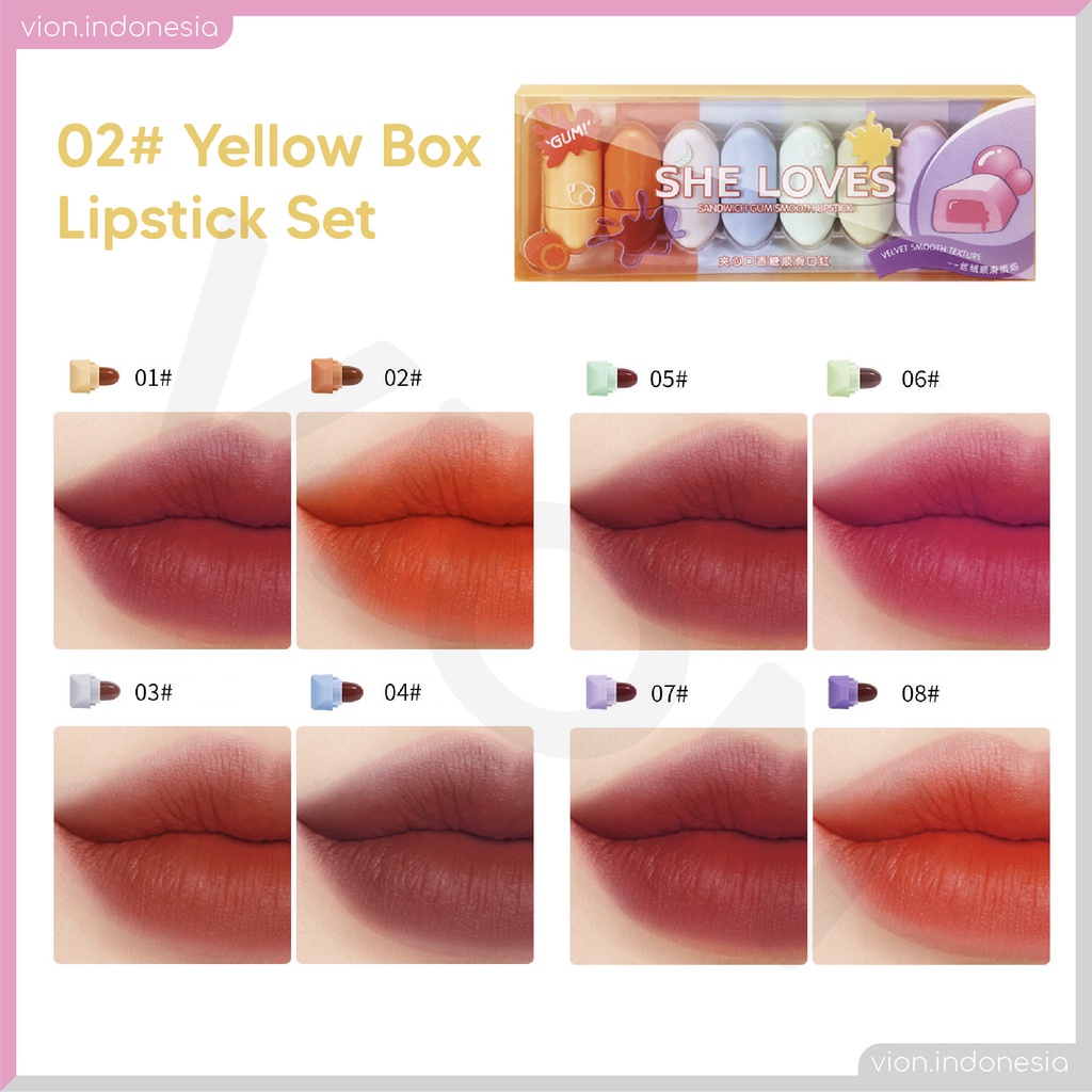 KACHI - SHE LOVES Candies Fresh Gum Soft Matte Lip Stick Set Lipstik Permen Lucu Original Sheloves Minipink SL010