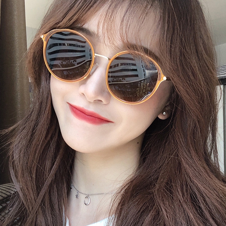 Korean retro big round frame too men and women all-match sunglasses