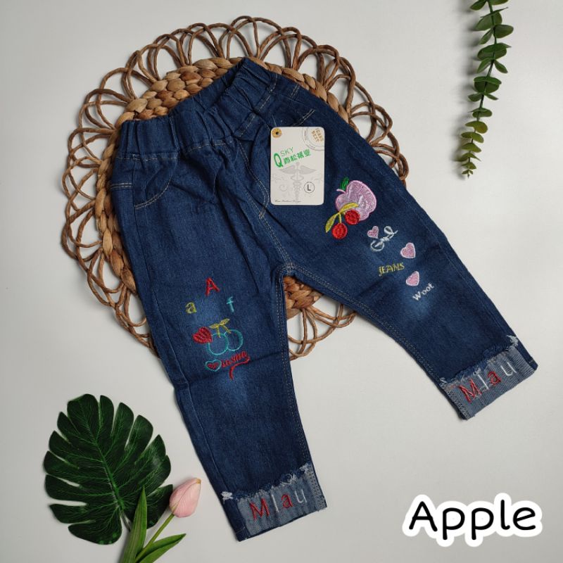 Celana Jeans Anak Perempuan Import Premium Bordir 2- 6 tahun Laurakidshop