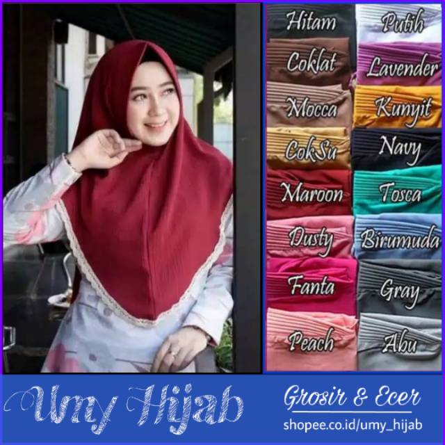 KHIMAR HIJAB RENDA / JILBAB SIMPEL PET RENDA