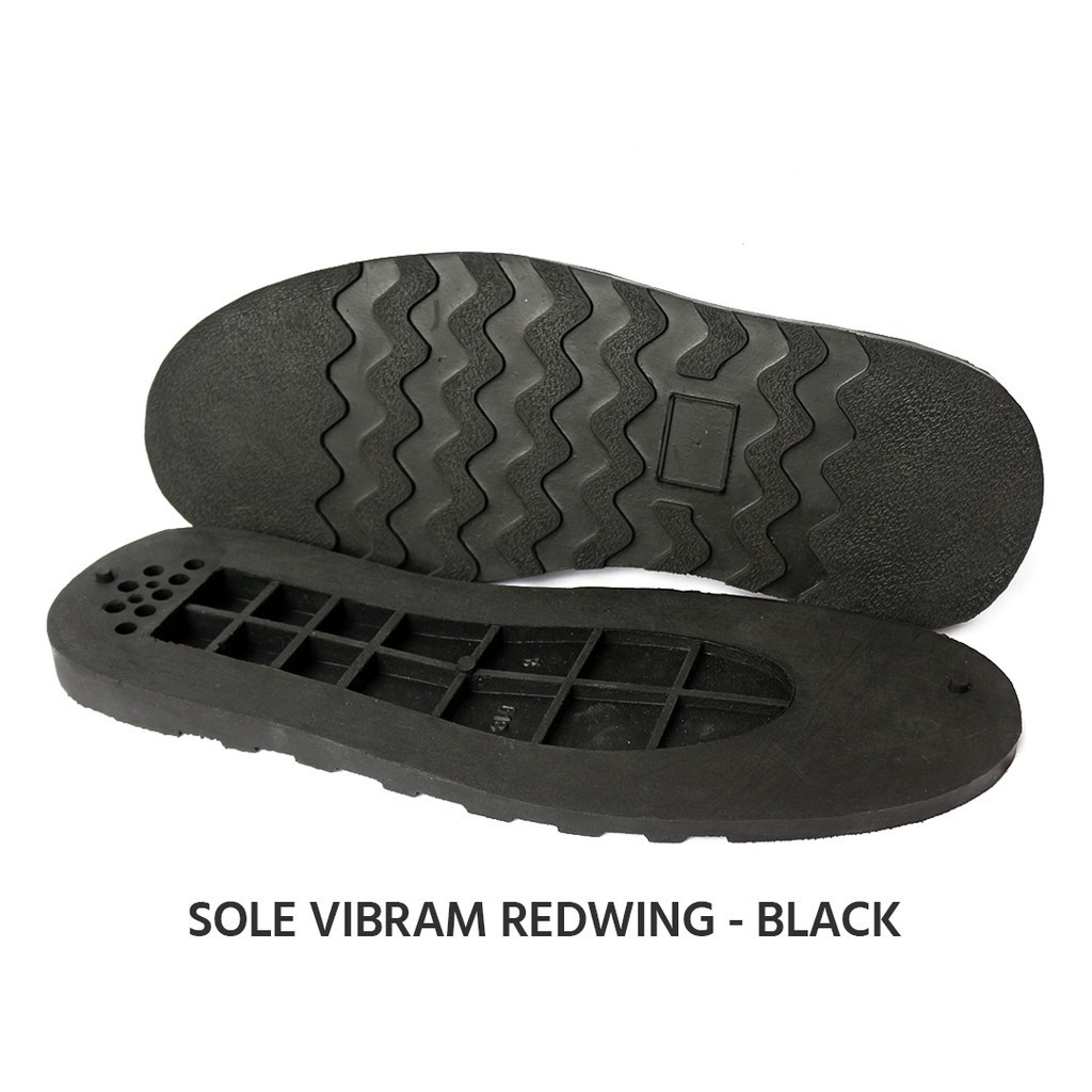 sol redwing caterpillar vibram hitam dan krem karet, sol potong Odrey