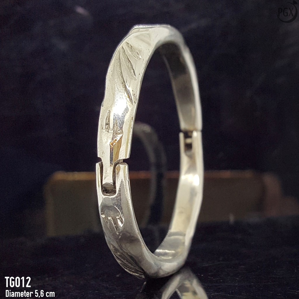 PGX Gelang Bangle Baja Putih Titanium Aksesoris Fashion Perhiasan Premium - TG012