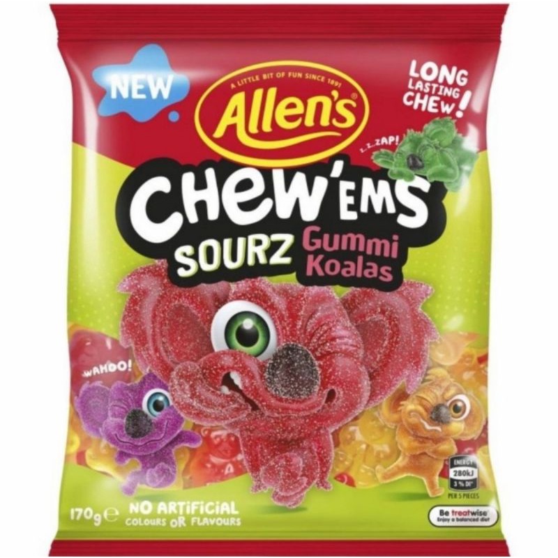 

Allens Allen Allen's Chew'ems Gummi Koalas Australia Permen Asam Koala