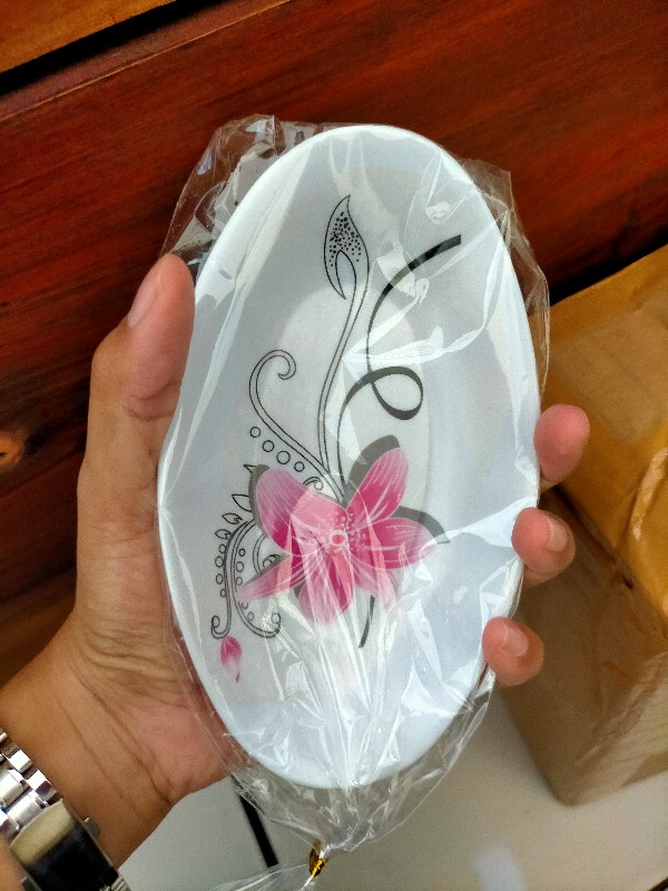 Souvenir Mangkuk Oval Melamin Kemasan Plastik