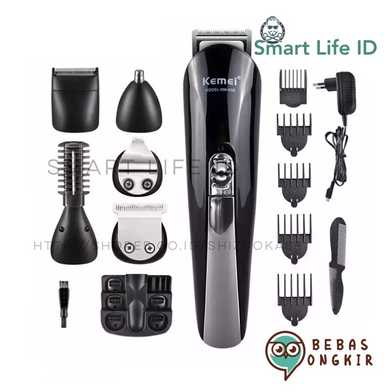 Kemei KM 600 Alat Cukur Rambut  Hair Clipper Trimmer Beard Shaver Razor 11 in 1 Mesin Cukuran KM-600