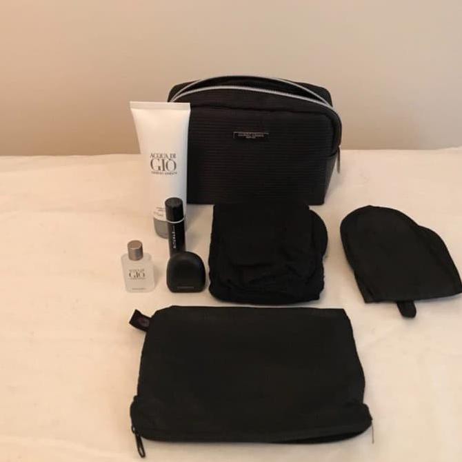 TRAVEL KIT GIORGIO ARMANI GENTS FROM BUSSINES CLASS QATAR AIRLINES |ORIGINAL KUALITAS |HOTLIST |