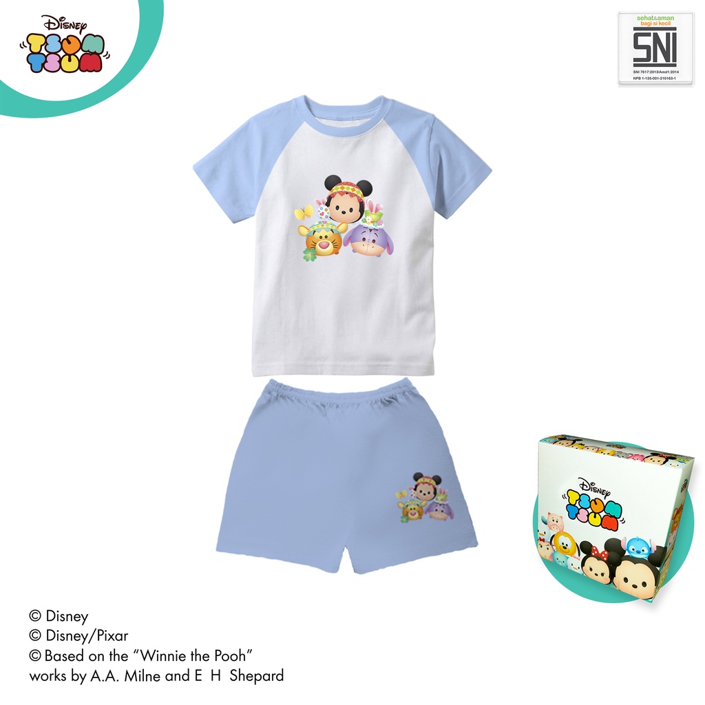 Pakaian Bayi Kaos Raglan SET DISNEY Tsum Tsum Katun Bambu DTT99