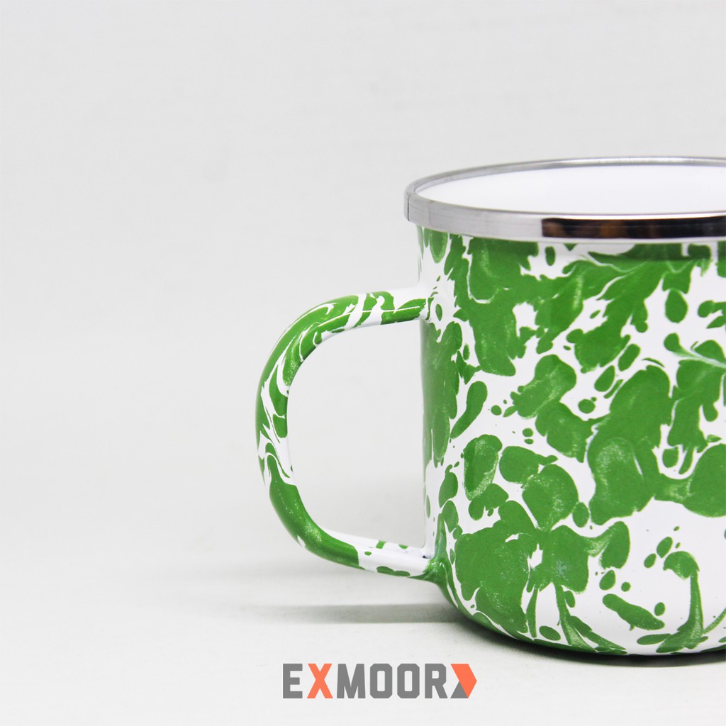 Exmoor Cangkir Enamel Premium Lurik Hijau 300 ml