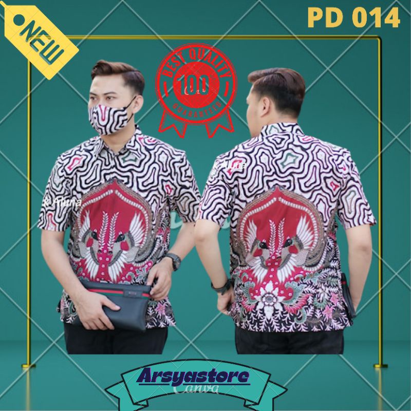 BAJU BATIK PRIA LENGAN PENDEK FULL FURING ALUNA PD 014 TERBARU.