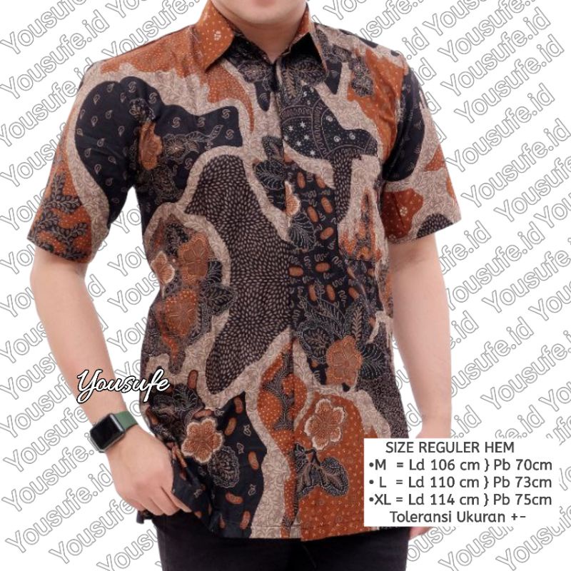 Baju Batik Pria Lengan Pendek/Batik Pria Premium/Seragam Batik Kantoran-H