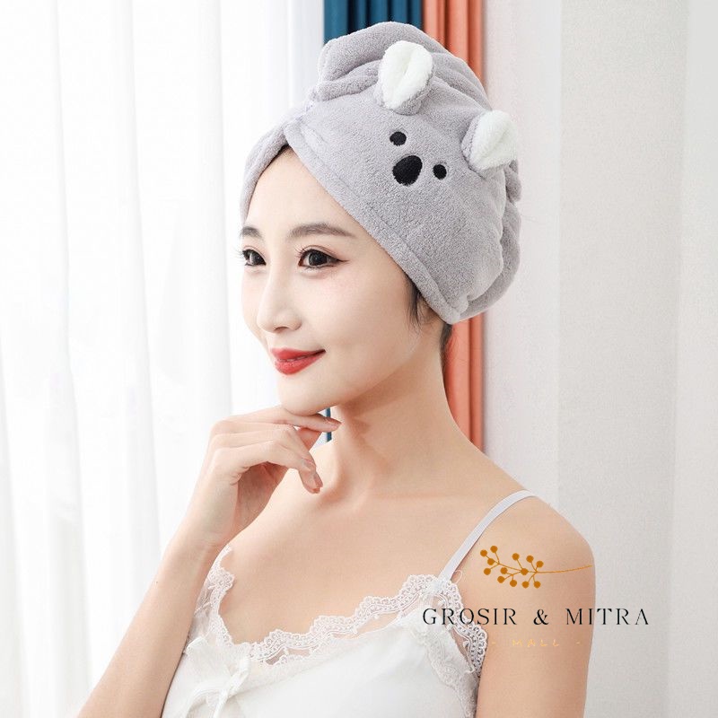 Handuk Dewasa Handuk Anak Unisex Handuk Kepala Handuk Keramas Hairtowel Bahan Lembut Perawatan Rambut Bahan Microfiber Lembut Halus Nyaman Daya Serap Tinggi Mudah Digunakan Handuk Salon Perlengkapan Kamar Mandi Make Up Hairtowel Bear