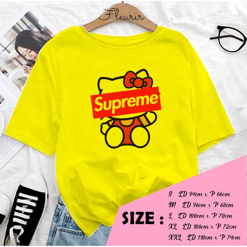 FLEURIR - KAOS SUPREME KITTY WANITA DEWASA LENGAN PENDEK TUMBLR TEE UNISEX