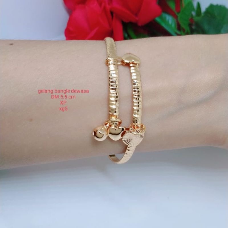 Gelang Tangan Bangle Fleksibel Wanita Titanium Xuping Perhiasan Aksesoris Lapis Emas Anti Karat