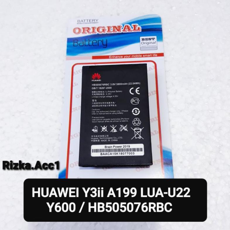[KODE K] Baterai Batre Huawei Y3ii A199 Lua U22 Y600 HB505076RBC Original Battery Handphone