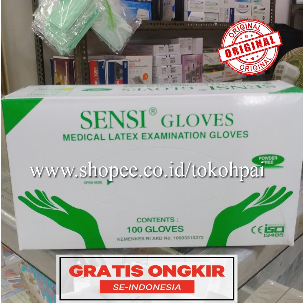 Sarung Tangan Sensi Latex Powder Free/ Sensi Gloves Medical Latex  Free Powder/ Handscoon Medis