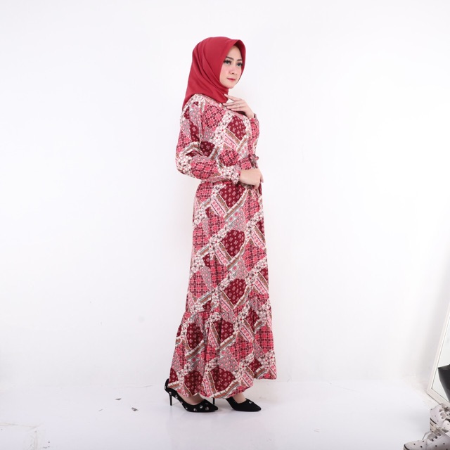 FABIOLA Maxy - Gamis Rayon Viscose LD105 Gamis Batik Original Serut Pinggang Busui / 099-5020