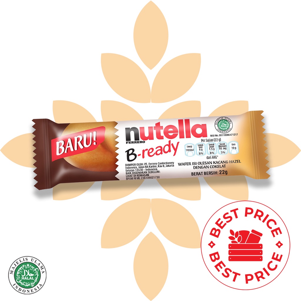 NUTELLA - BREADY/ B-READY HAZELNUT CRISPY WAFER (1 PCS) - 22 GR