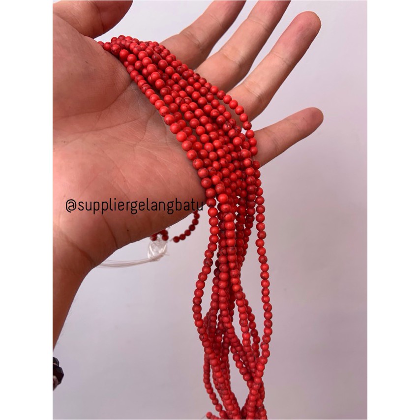 bahan red pirus pink 4mm natural phyrus bahan gelang kalung howlite