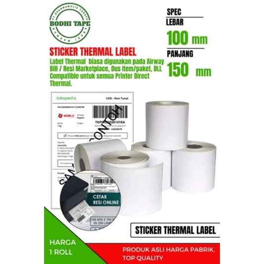 

stiker label thermal label thermal 1 roll isi 250pcs