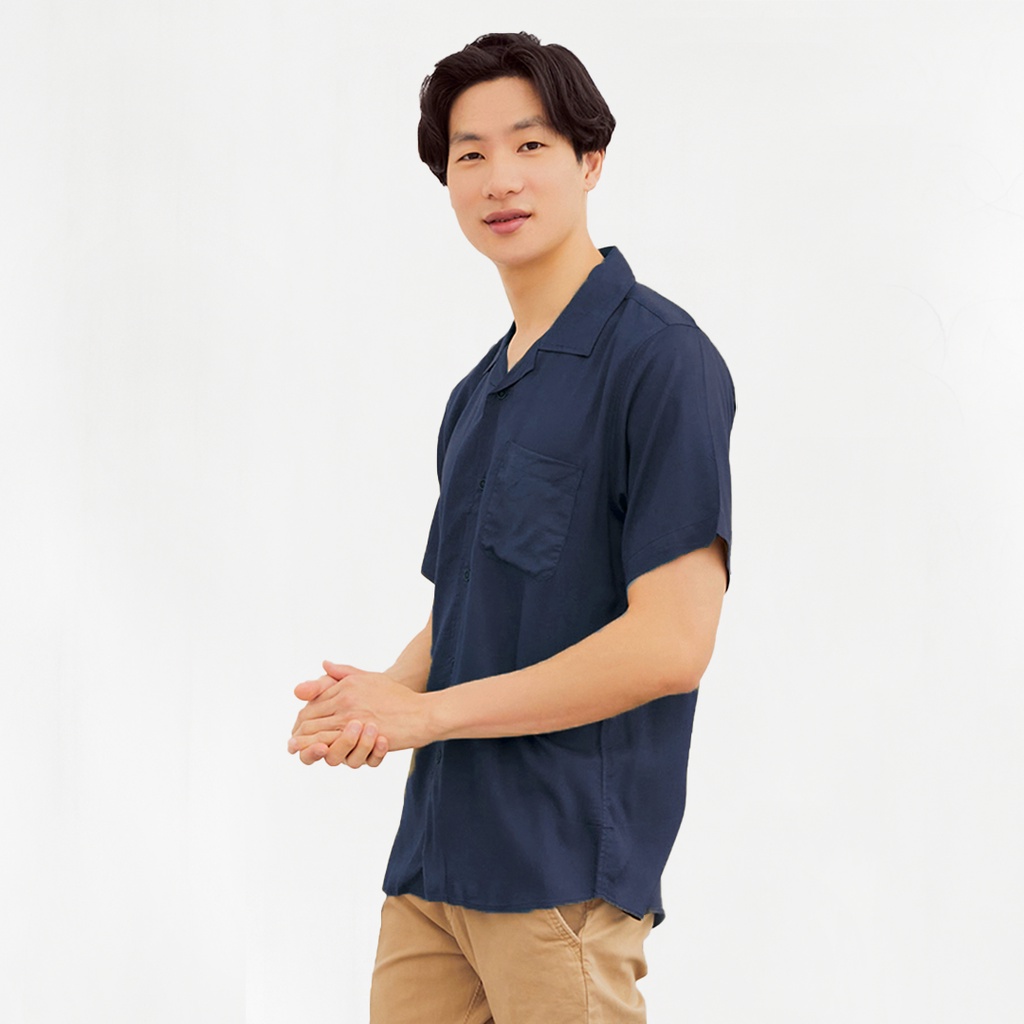 Schouten Shirt Ss Bowling Comfy Rayon Navy