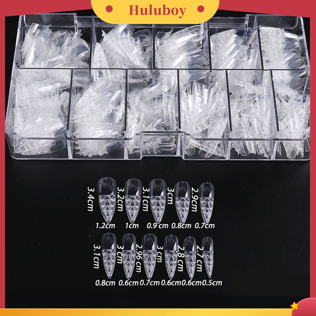 Huluboy Huluboy♡ 500pcs / Box Kuku Palsu Full Cover Transparan Untuk Manicure