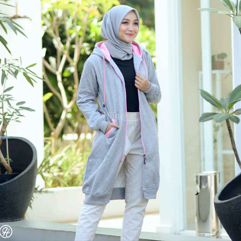 Jacket Jaket Hoodie Wanita Cewek Muslimah Hijaber Jeket Cewe Panjang Hijaket Hijacket Original Kekin