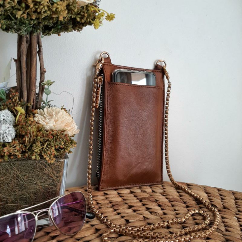 tas pinggang gadget hp kulit sapi cover hp wadah hp keren untuk anak muda