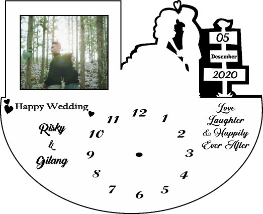 Jam Dinding Frame Foto Kayu Custom Costum Hadiah Kado Souvenir Pernikahan Wedding Anniversary Ultah