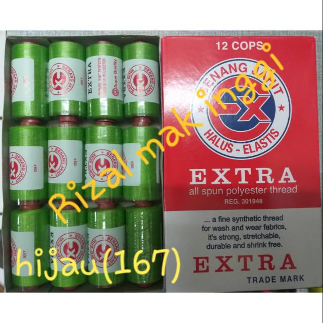 Benang jahit extra hijau(167) 500 yards