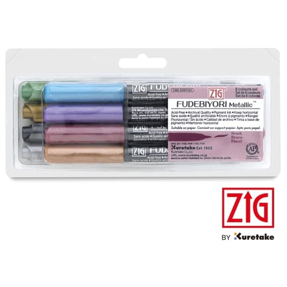 

Zig fudebiyori metallic kuas lukis set CBK 55MT 8V isi 8 warna