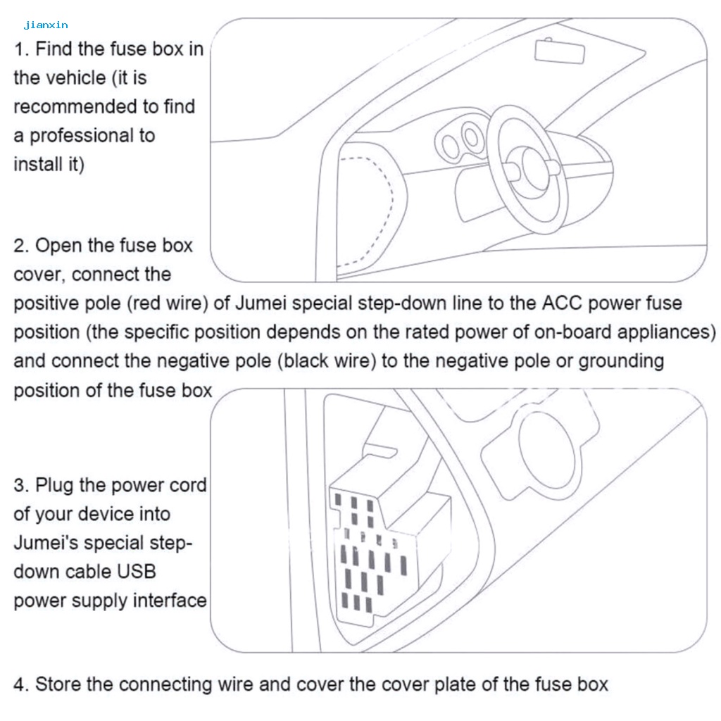 [Jianxin] Kabel Hardwire Kamera Dashboard Mobil Universal 12V / 24V Transmisi Stabil