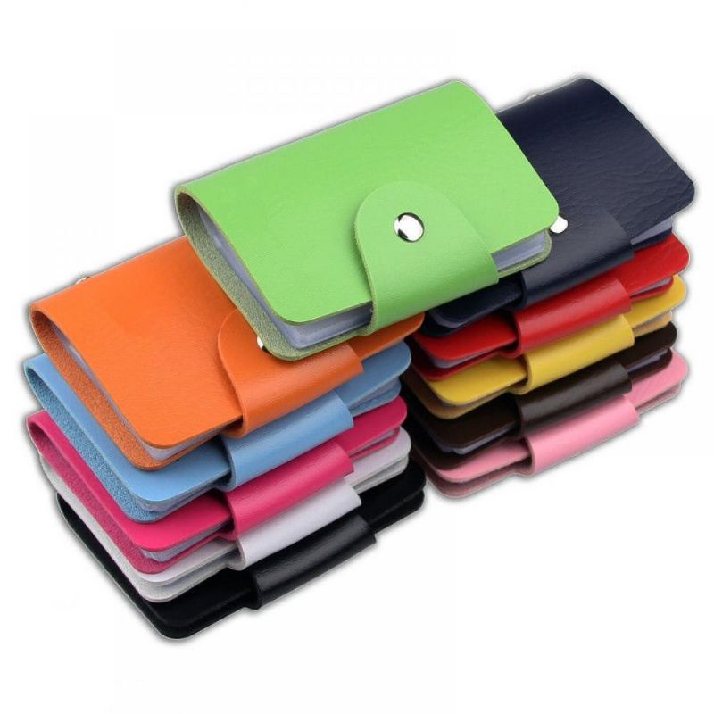 Dompet Kartu Kulit Warna Warni 12 Slot Card Holder Serbaguna Penyimpanan Kartu Nama