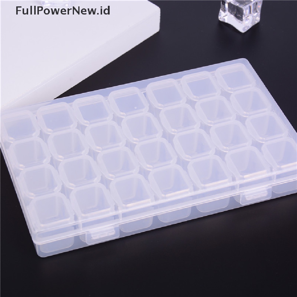 [KUKU PALSU] 28 Slots Nail Art Storage Box Plastic Transparent Display Case Organizer Holder .