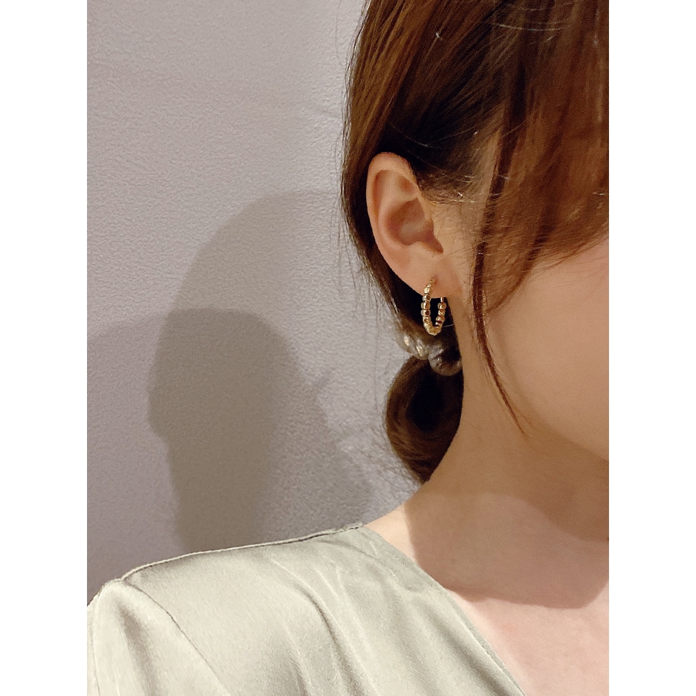 Geometris Logam Kubus Dibungkus Anting Bulat Perempuan Kepribadian fashion Korea