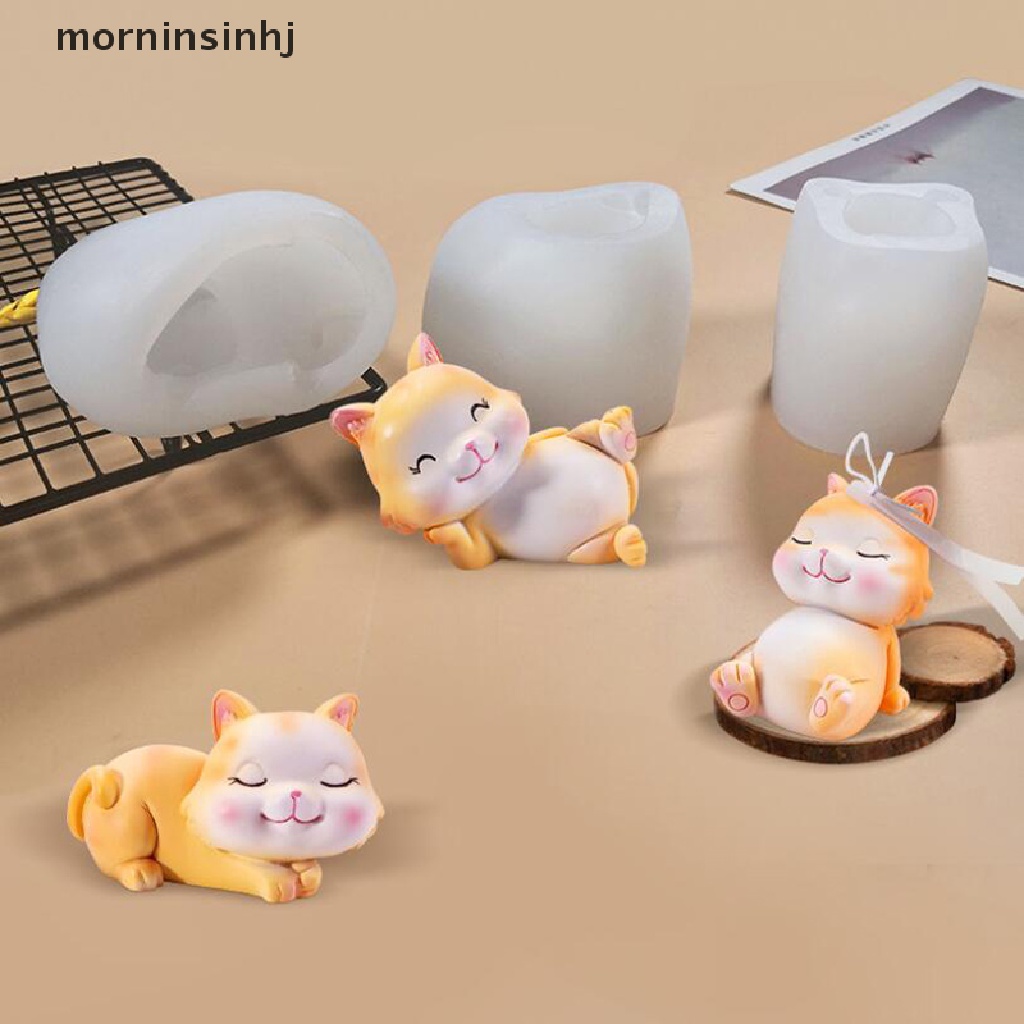 Mornin Cetakan Kue Resin Diy Bentuk Kartun Kucing 3d Bahan Silikon