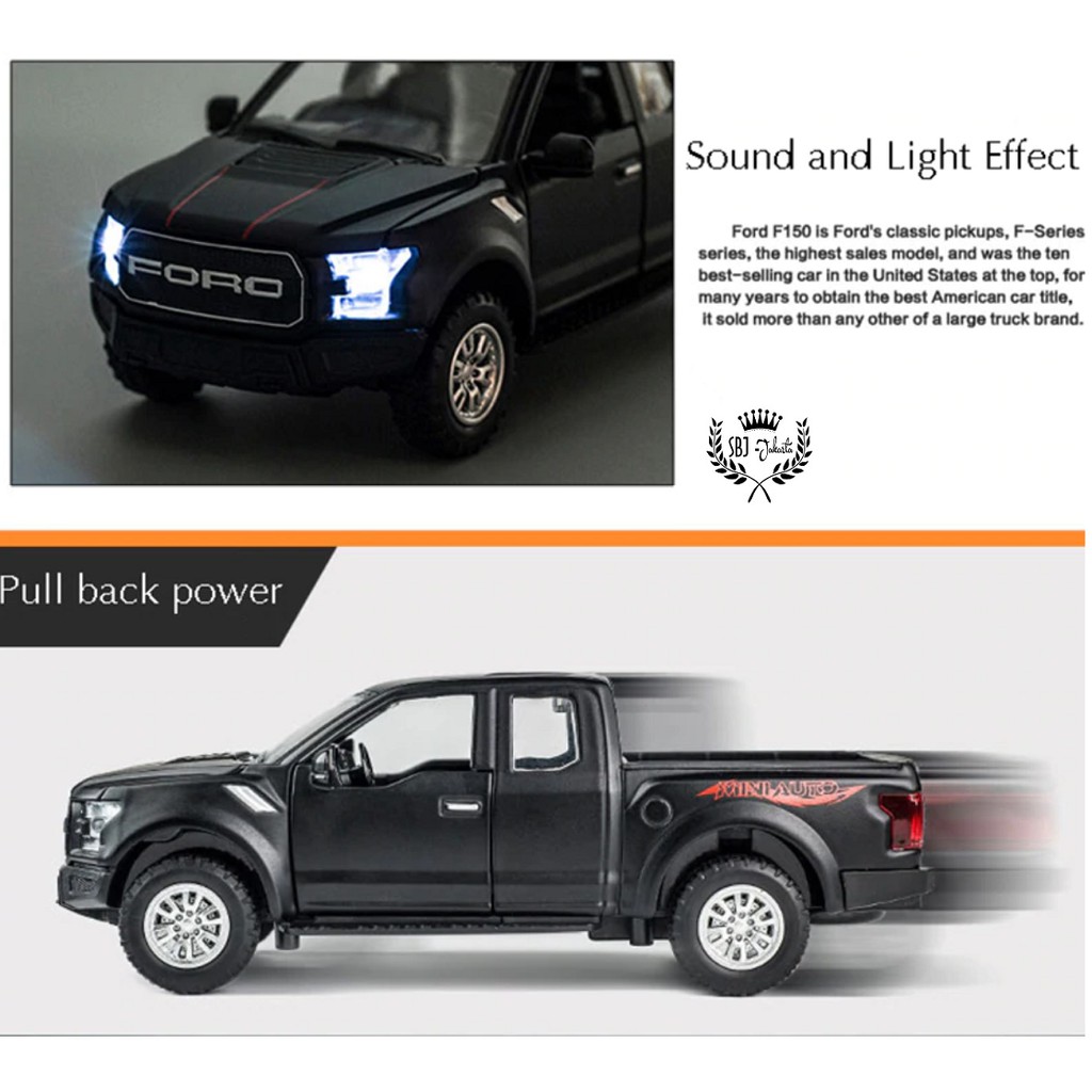 Diecast Miniauto ORIGINAL mobil Ford Raptor F150 Pickup Top Model Metal Collection Skala1:32