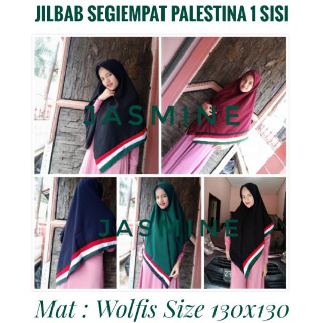 Jilbab Segiempat Palestina 1 sisi UK 130x130