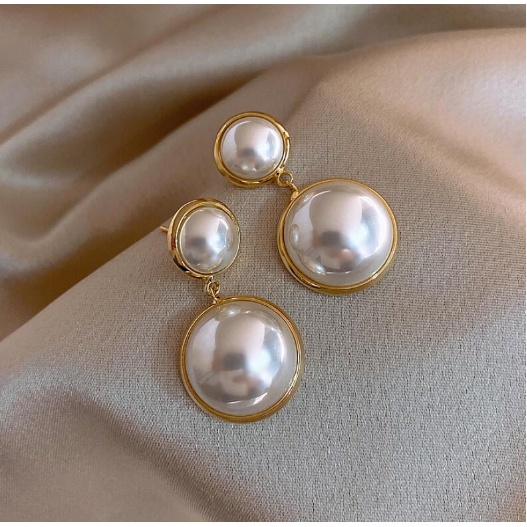 ANTING KOREA RETRO PEARL ANTING TITANIUM TUSUK ANTI KARAT GIWANG ELEGANT AKSESORIS WANITA FASHION IMPORT ANT44