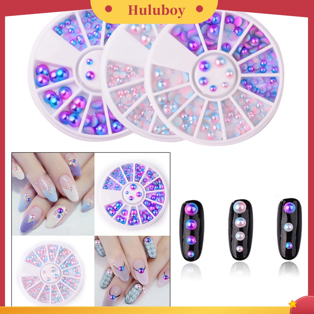 Huluboy Huluboy♡ Manik-manik Mutiara Imitasi Bentuk Setengah Lingkaran 3D Untuk Dekorasi Nail Art