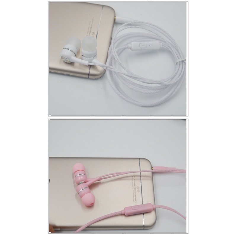 Earphone In Ear Subwoofer Universal Noise Canceling Warna Macaron Dengan Mic Untuk Handphone