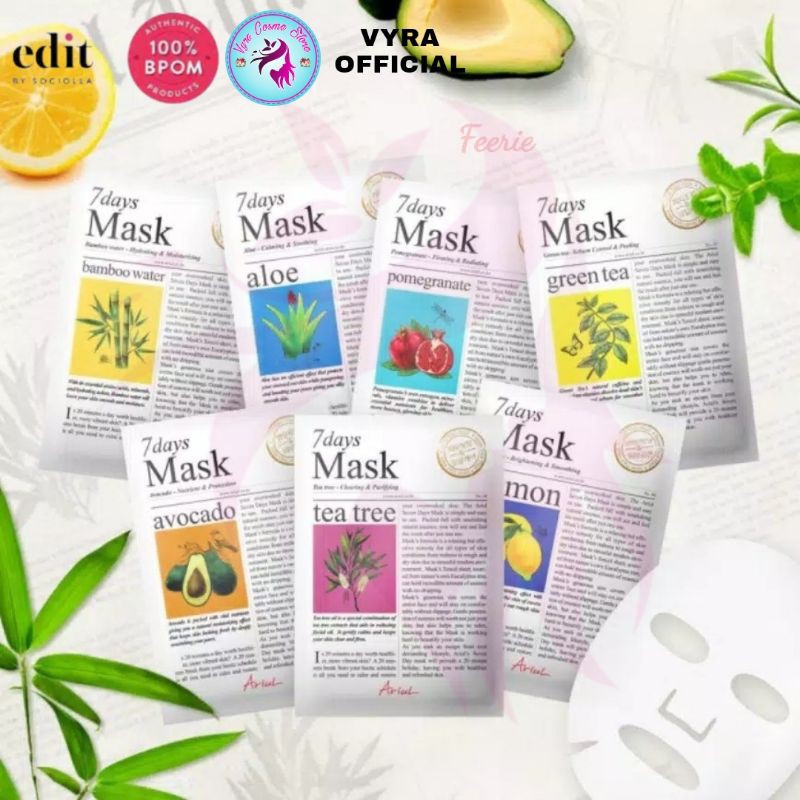 ❣VYRA❣ARIUL 7days Mask / Masker Wajah / Masker Wajah Tisu 20gr - Edit by Sociolla