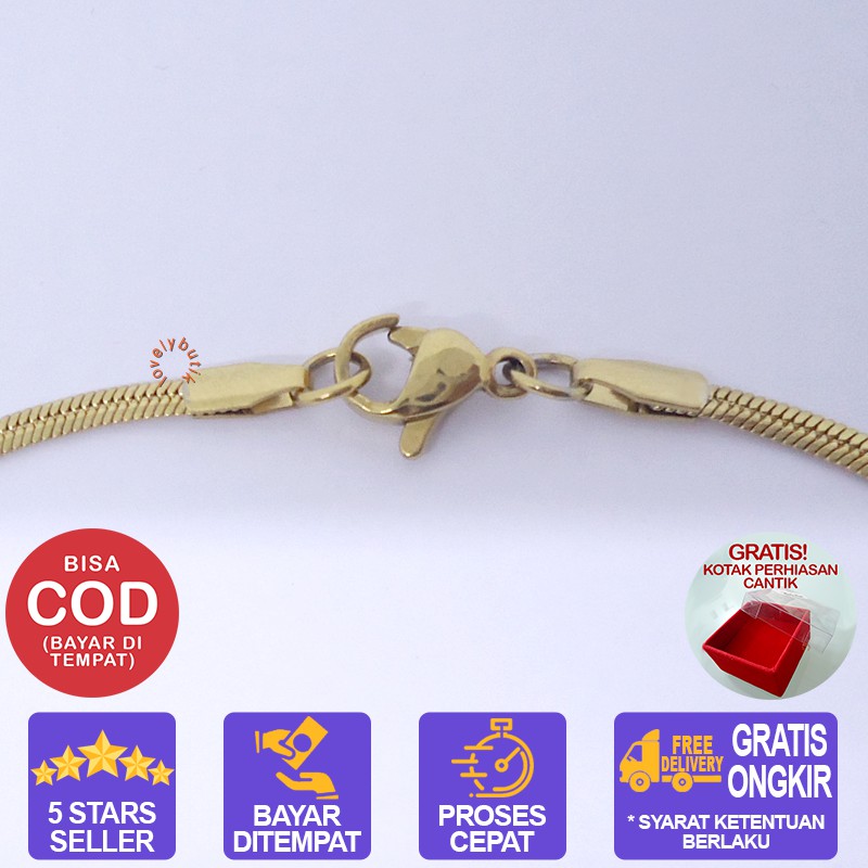 Lovelybutik Honey Kalung Huruf Titanium Anti Karat Inisial M Uk 45 cm BONUS KOTAK PERHIASAN