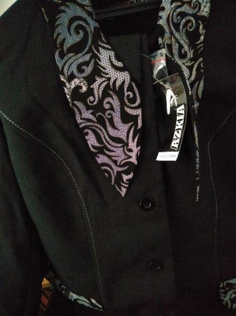 Set Blazer Baju Kerja Wanita Batik  Abu Abu Tua Guru,bank,hotel,sekretaris,kasir,klinik Kantor